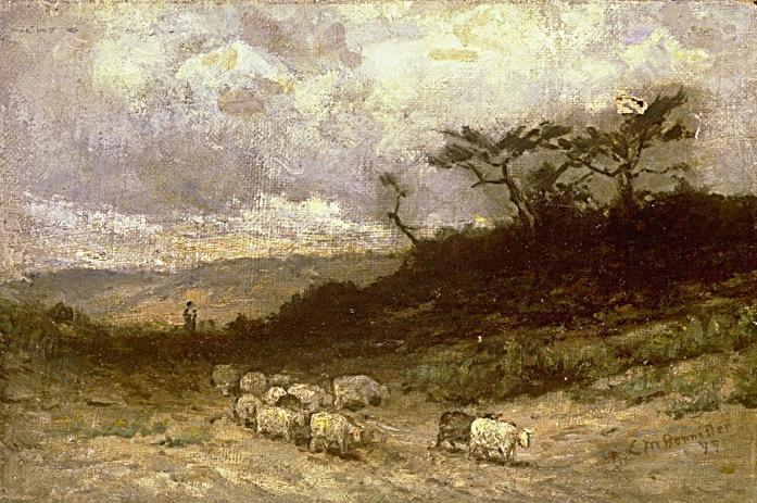 Edward Mitchell Bannister shepherd with sheep